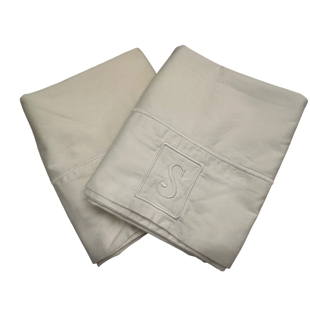 Pottery Barn‎ 100% Organic Cotton Standard Pillowcases Set of 2 Monogrammed 
